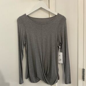 Gray Long Sleeve Scoop Women's Top